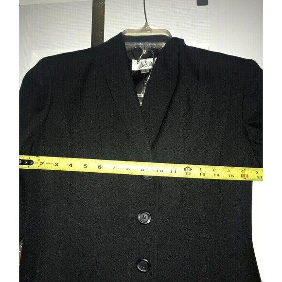 Le Suit Black Suit Set Jacket Blazer & Dress Pants Size 4 Petite Long‎ Sleeve - Picture 12 of 16